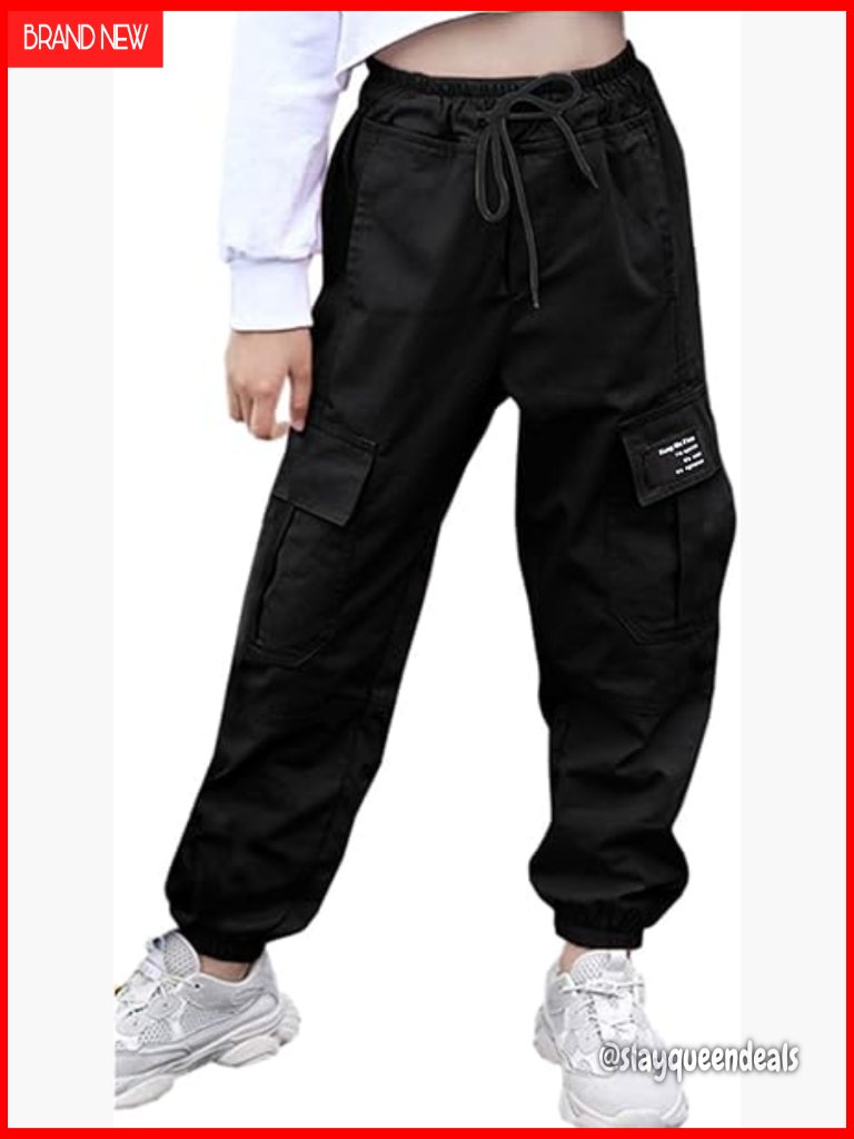 Women's Casual Cargo Jogger Pants - Elastic Waist Drawstring